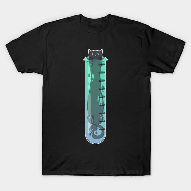 Space Cat - Alien in Test Tube Green T-Shirt by Phoenix-InBlue